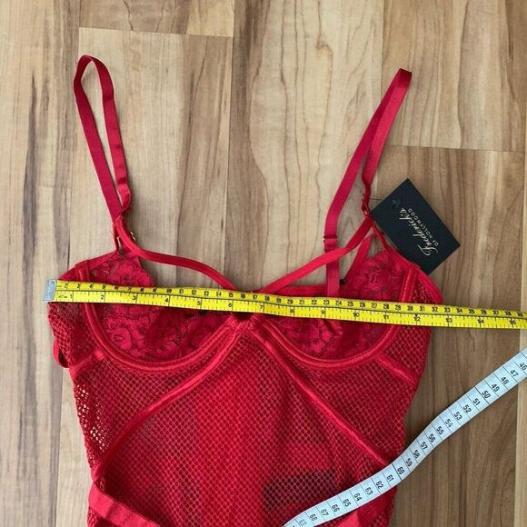 Frederick's Of Hollywood Women's Analia Open Cup Corset Garter Set Small Red - Picture 2 of 10